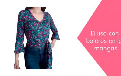 Blusa cruzada con boleros en las mangas