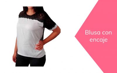 Blusa con encaje manga corta