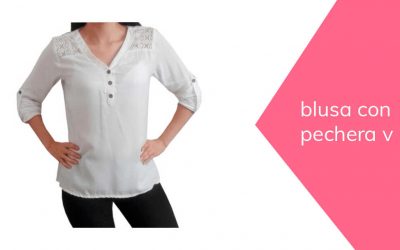 Blusa con pechera en V corte y confección