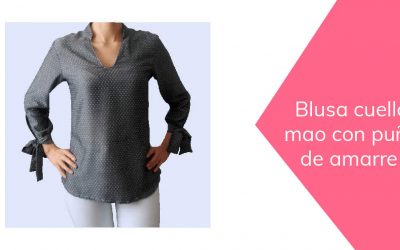 Blusa cuello mao con puño de amarre