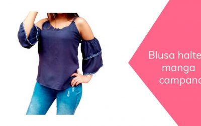 Blusa halter manga doble campana