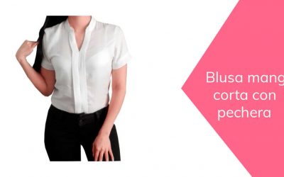 Blusa manga corta con pechera o cartera completa