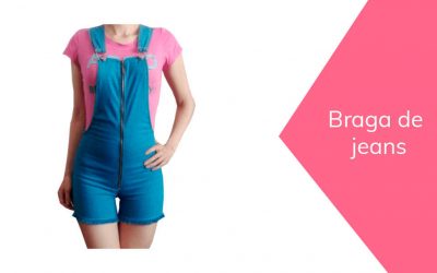 Enterizo braga short de jeans de mujer