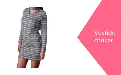 Vestido choker manga larga