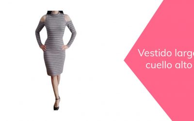 Vestido largo cuello alto fácil corte y confección