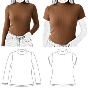 BLUSA LICRADA CUELLO ALTO CON MANGAS REF. 1310