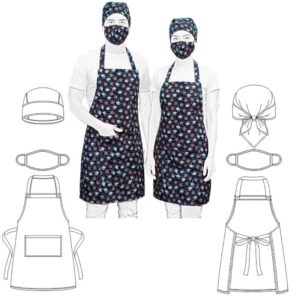 DELANTAL, GORRO Y TAPABOCAS DE COCINA UNISEX REF. 1312