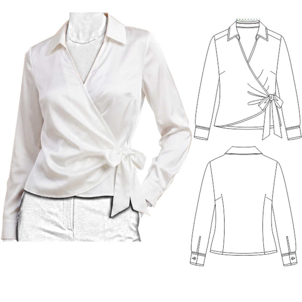 BLUSA CRUZADA CON LAZO DE MUJER REF. 1331